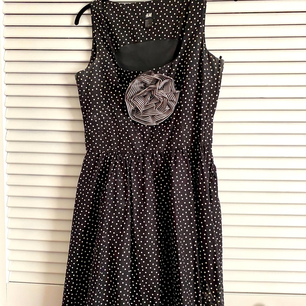 Black and White Polka Dot H&M A-line Dress